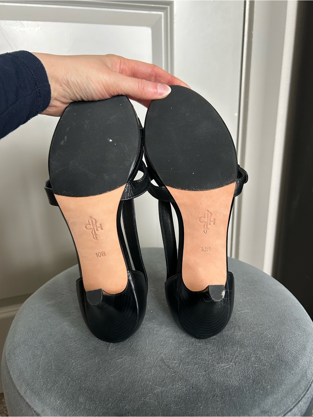Cole Haan Black Leather Buckle Strap High Heels - Picture 4 of 4